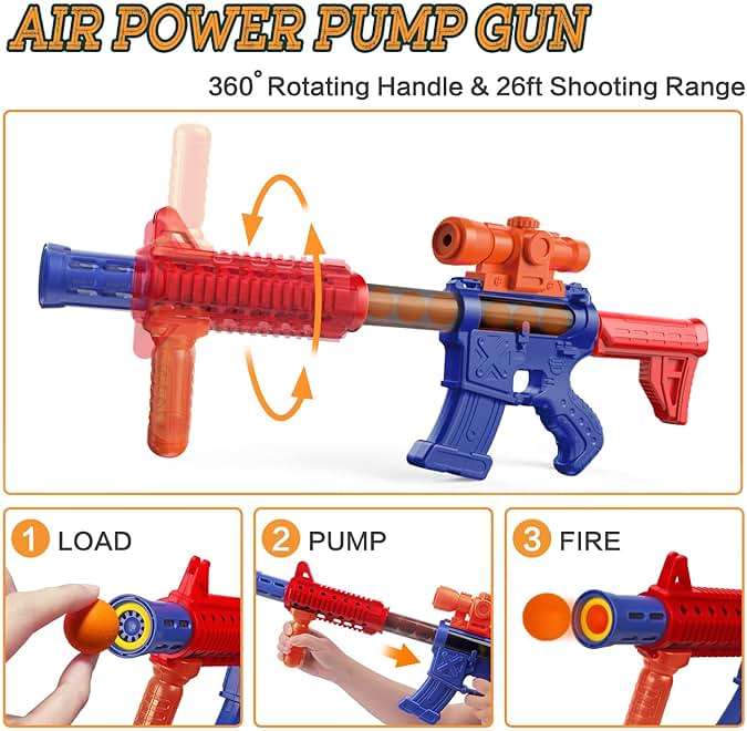 Marlrin Shooting Games Toys for Age 5 6 7 8 9 10+ Year Old Boys, Kids Toy Sports & Outdoor Game with Moving Shooting Target & 2 Popper Air Toy Guns & 24 Foam Balls, Gifts for Boys and Girls - Image 6