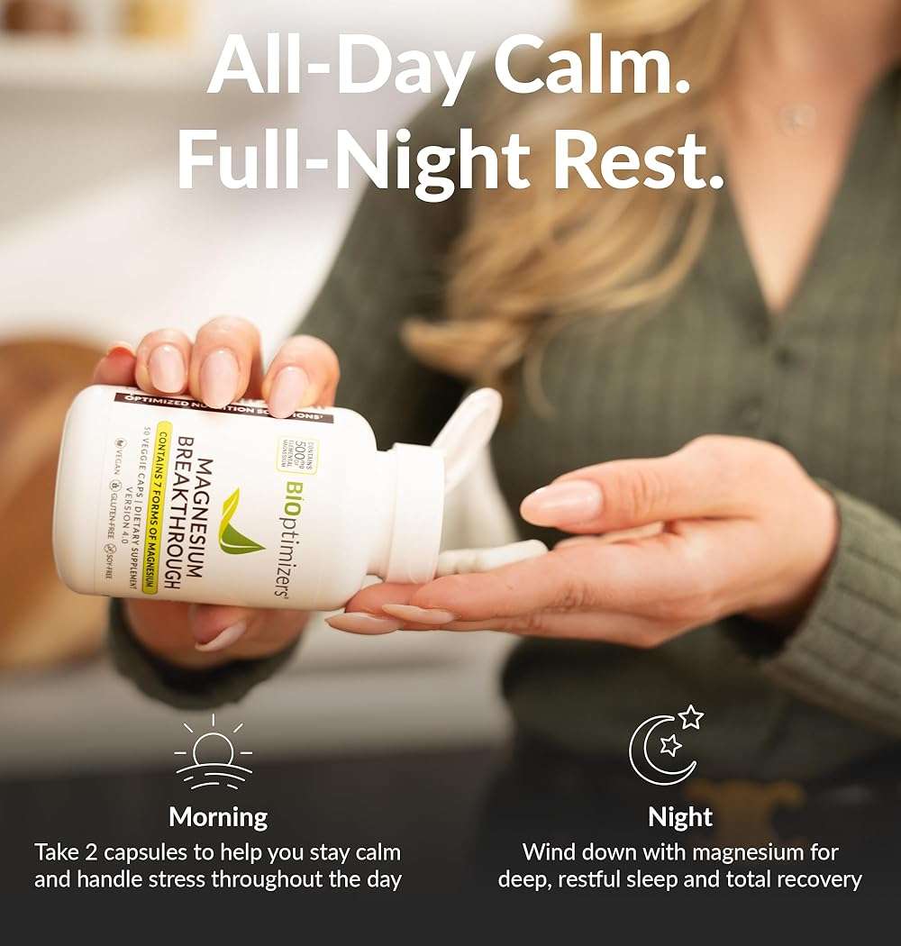 BIOptimizers Magnesium Breakthrough Supplement with 500mg - 7 Forms of Magnesium: Glycinate, Malate, Citrate, and More - Natural Support for Sleep and Cognitive Function -30 Capsules- Calming Vitamins - Image 8