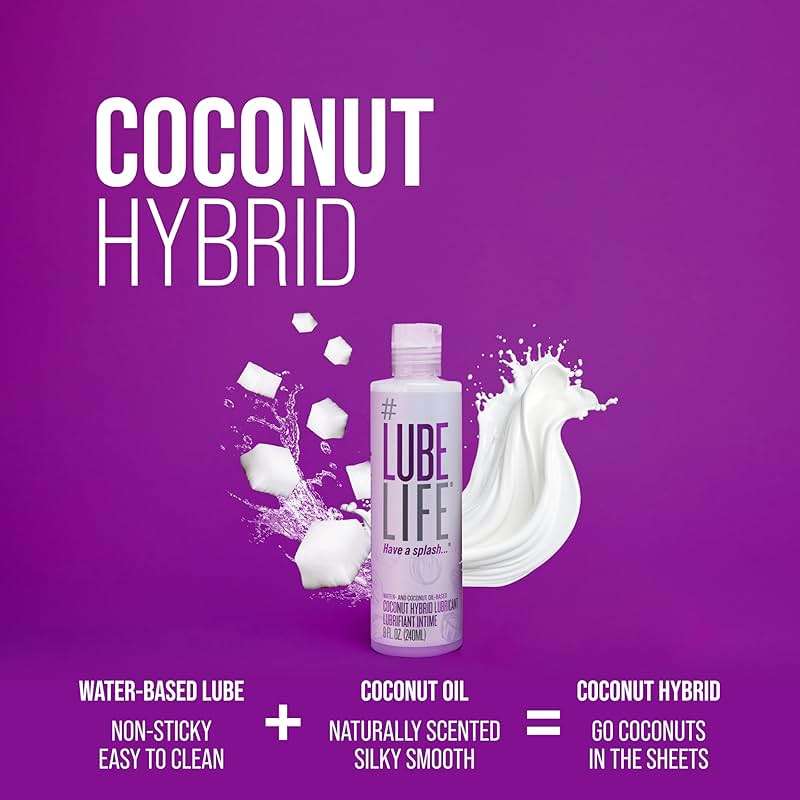 LUBELIFE Coconut Hybrid Lube –Water & Coconut Oil Personal Lubricant – Smooth, Skin-Safe Formula with Easy Clean for Privacy & Toys, 8 Fl Oz - Image 3