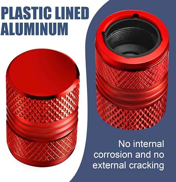 Tire Valve Stem Caps for Car Tires Air Caps Cover 8 Pack Corrosion Resistant Premium Alloy Leak-Proof Universal for SUV Truck Motorcycle Bike Red - Image 3
