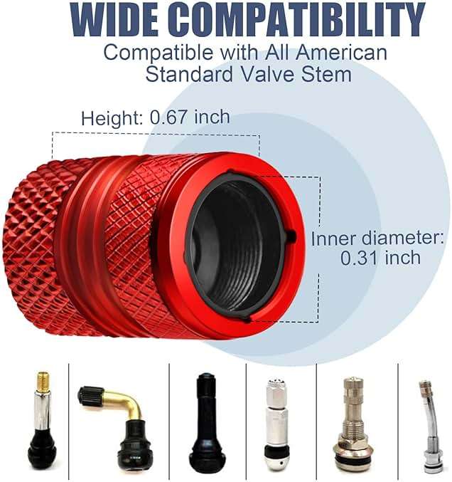 Tire Valve Stem Caps for Car Tires Air Caps Cover 8 Pack Corrosion Resistant Premium Alloy Leak-Proof Universal for SUV Truck Motorcycle Bike Red - Image 4