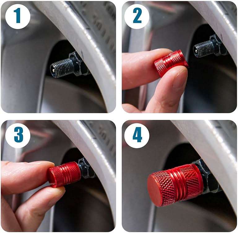 Tire Valve Stem Caps for Car Tires Air Caps Cover 8 Pack Corrosion Resistant Premium Alloy Leak-Proof Universal for SUV Truck Motorcycle Bike Red - Image 5