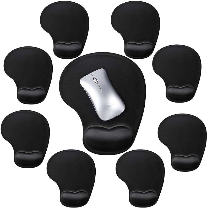 Flutesan 9 Pcs Ergonomic Mouse Pad with Wrist Rest Black Mouse Pads Memory Foam Non-Slip Mousepad Comfortable Computer Mousepad with PU Base for Pain Relief Computer Cafe Home Office Desk Accessories - Image 1