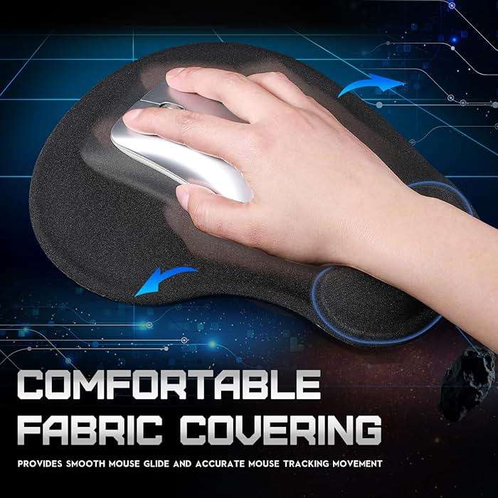 Flutesan 9 Pcs Ergonomic Mouse Pad with Wrist Rest Black Mouse Pads Memory Foam Non-Slip Mousepad Comfortable Computer Mousepad with PU Base for Pain Relief Computer Cafe Home Office Desk Accessories - Image 5