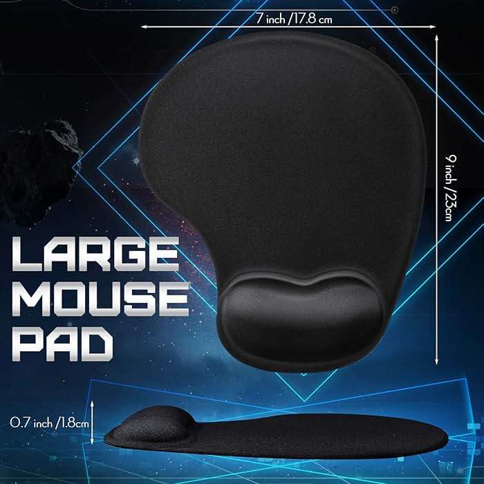 Flutesan 9 Pcs Ergonomic Mouse Pad with Wrist Rest Black Mouse Pads Memory Foam Non-Slip Mousepad Comfortable Computer Mousepad with PU Base for Pain Relief Computer Cafe Home Office Desk Accessories - Image 6