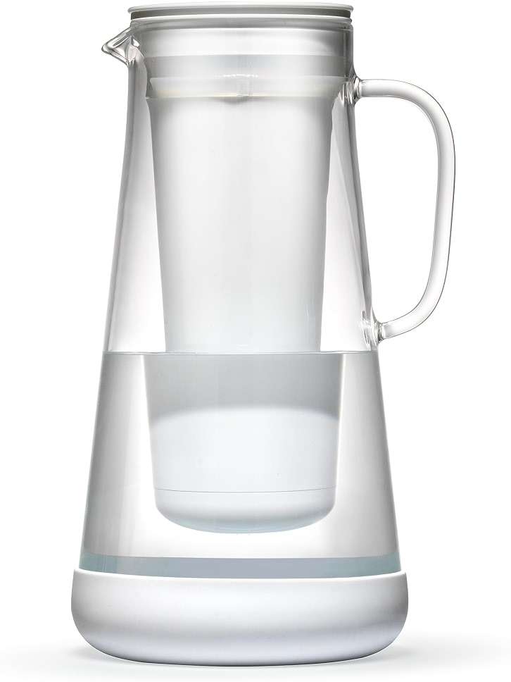 LifeStraw Home — Water Filter Pitcher, 7-Cup, White, Glass with Silicone Base, BPA Free Designed for Everyday Protection Against Bacteria, Parasites, Microplastics, Lead, Mercury - Image 1