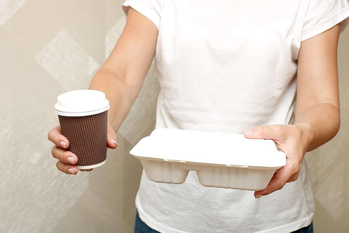 Elsjoy 90 Pack 2-Compartment Clamshell Take Out Containers, 9" x 6" Compostable Hinged Food Containers Disposable Bagasse To Go Lunch Boxes for Restaurant, Microwave Safe - Image 2