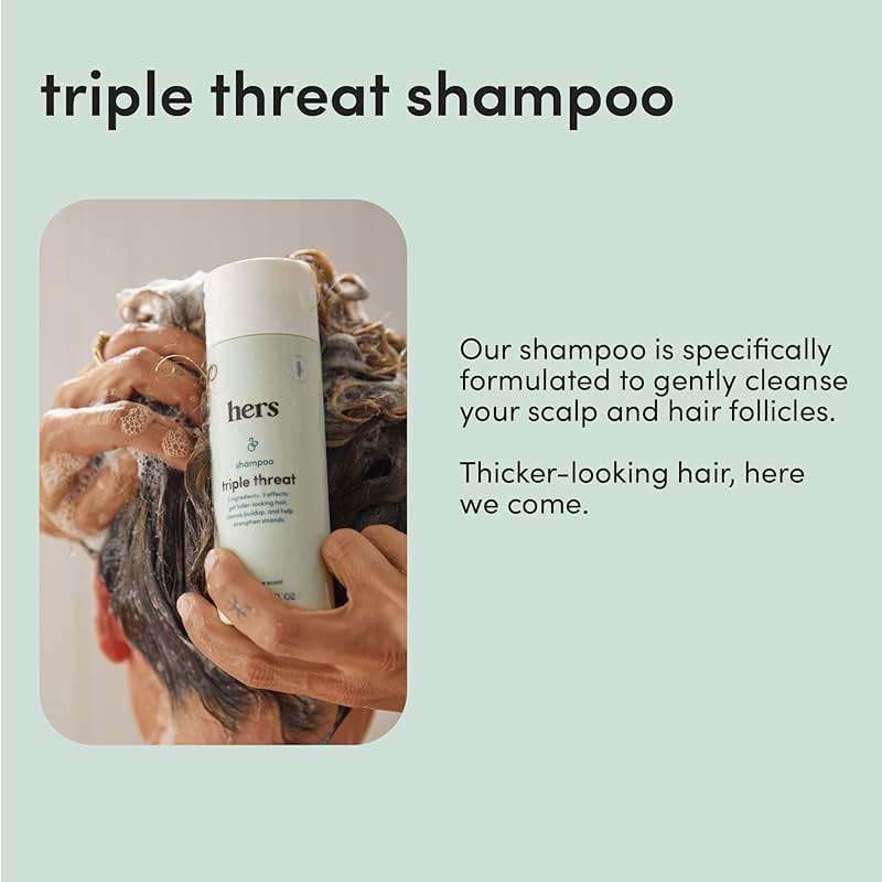 hers Triple Threat Shampoo & Conditioner Set - Biotin, Saw Palmetto, & Pumpkin Seed Oil Formula - Thickens & Hydrates - Color-Safe, Paraben-Free, Vegan - Napa Rose Scent - 6.4 Fl Oz, 2 Count - Image 3