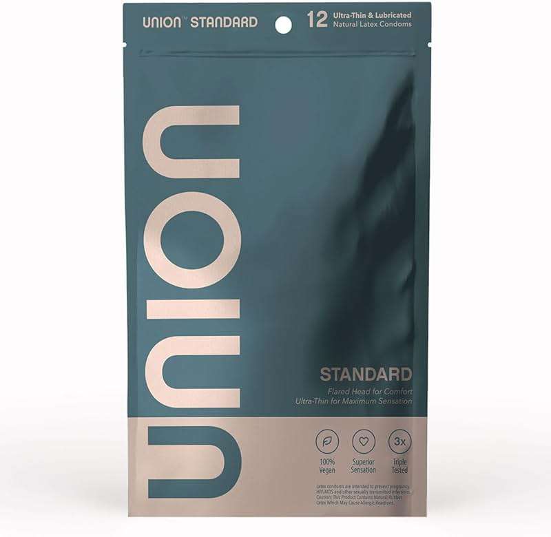 UNION Standard Condoms – Ultra-Thin Natural Latex, Lightly Lubricated, Vegan-Friendly, Body-Friendly, Medium Size for Natural Feel and Comfort, Flared Head, Flexible Design – 12 Count, Medium 54mm - Image 1