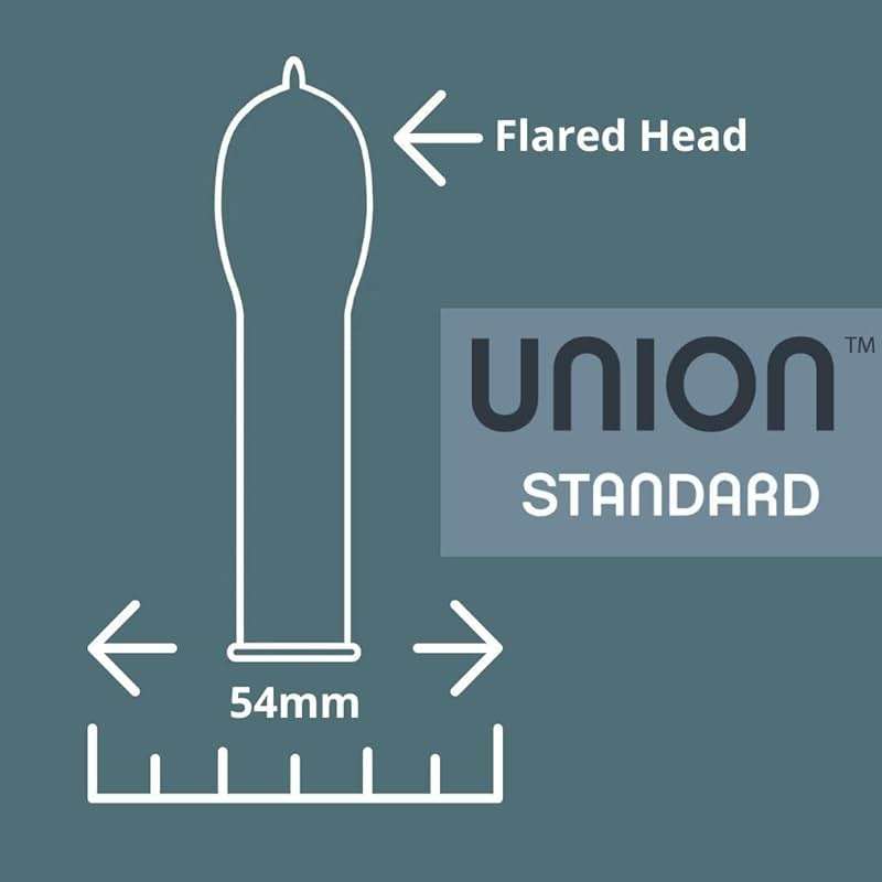 UNION Standard Condoms – Ultra-Thin Natural Latex, Lightly Lubricated, Vegan-Friendly, Body-Friendly, Medium Size for Natural Feel and Comfort, Flared Head, Flexible Design – 12 Count, Medium 54mm - Image 5