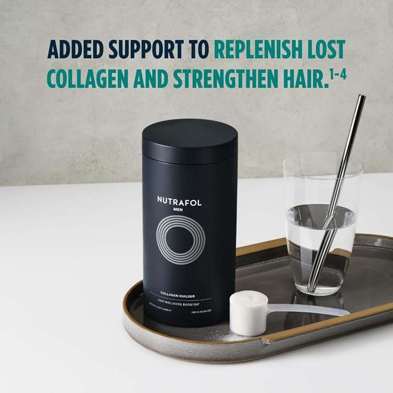 Nutrafol Men's Hair Growth Supplement and Collagen Peptides Powder, Physician-formulated for Visibly Thicker, Stronger Hair, Dermatologist Recommended - 1 Month Supply, 12 oz Bottle - Image 5