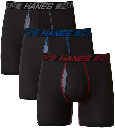 Hanes Men's Underwear Boxer Briefs Pack, 3-Pack, Total Support Pouch, Long or Short-Leg Boxer Briefs - Image 1