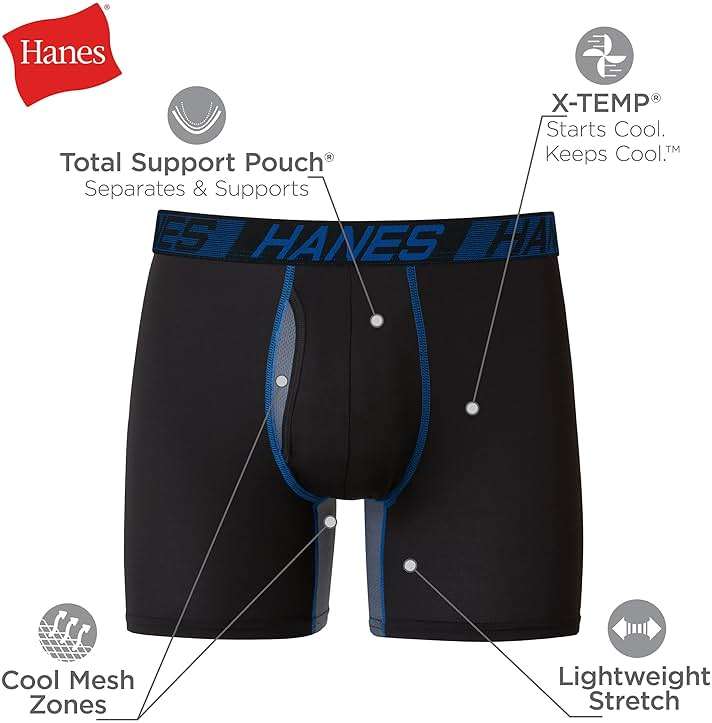 Hanes Men's Underwear Boxer Briefs Pack, 3-Pack, Total Support Pouch, Long or Short-Leg Boxer Briefs - Image 5