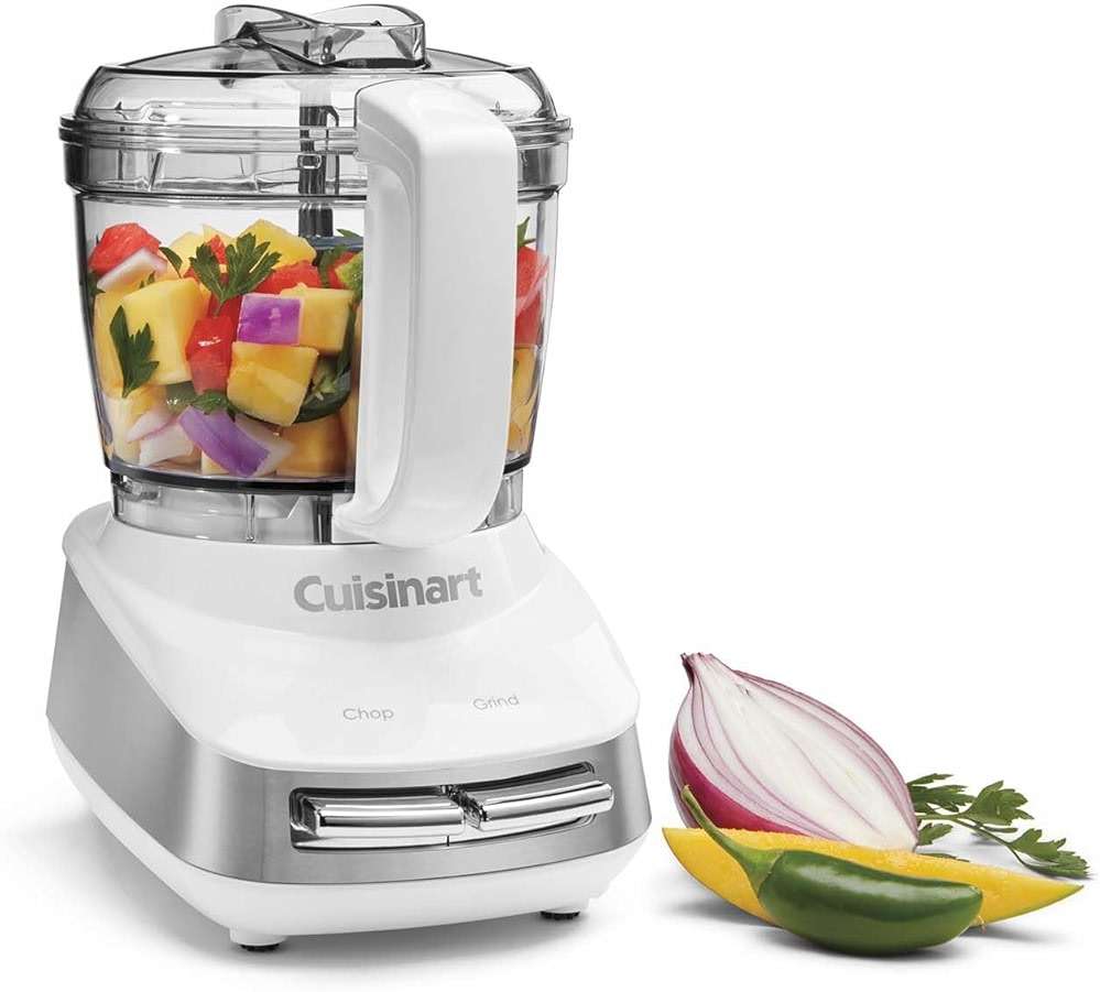 Cuisinart Core Custom 4-Cup Mini Chopper, Mini Food Processor Chops and Grinds with Auto-Reversing Stainless Steel SmartPower Blade, Dishwasher-Safe Parts, MCH-4, White/Stainless Steel - Image 1