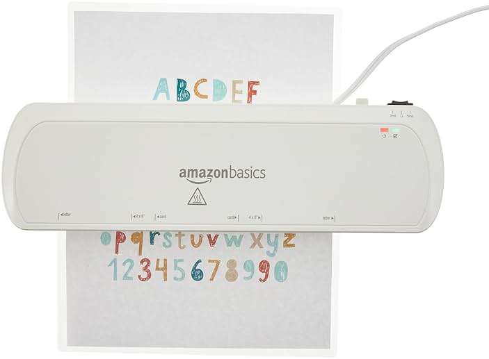 Amazon Basics 9-Inch Thermal Laminator Machine with Quick Warm-Up, 2 Heat Settings, Jam Release for Documents and Photos, White - Image 3