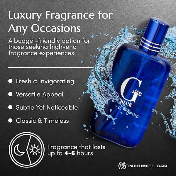 PB ParfumsBelcam G Eau Blue Eau de Toilette Spray – Men’s Cologne, Long-Lasting Summer Fragrance for Men and Teen Boys, Perfume para Hombre – 3.4 Fl Oz – Fresh Blue Scent - Image 4