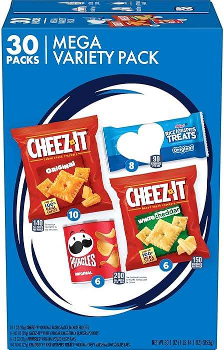 Kellogg's Cheez-It, Pringles & Rice Krispies Treats Snacks Mega Variety Pack, 30.1oz Box (30 Count) - Image 1