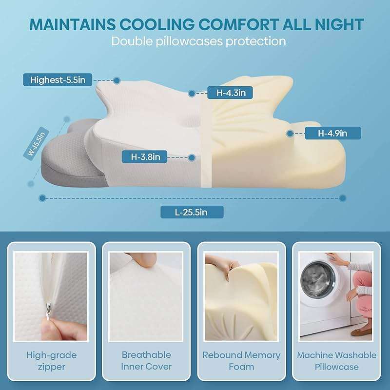Cervical Pillow for Neck & Shoulder Pain Relief Sleeping - Ergonomic Contour Pillows - Memory Foam Pillow for Side, Back & Stomach Sleepers - Image 5