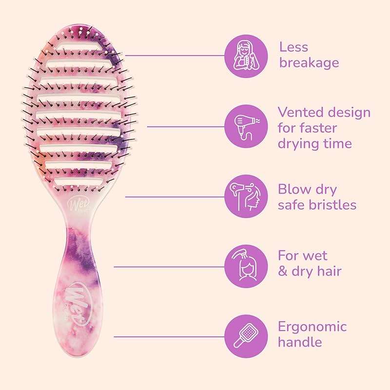Wet Brush Speed Dry Hair Brush - Watermark (Color Wash) - Vented Design and Ultra Soft HeatFlex Bristles Are Blow Dry Safe With Ergonomic Handle Manages Tangle and Uncontrollable Hair - Pain-Free - Image 4