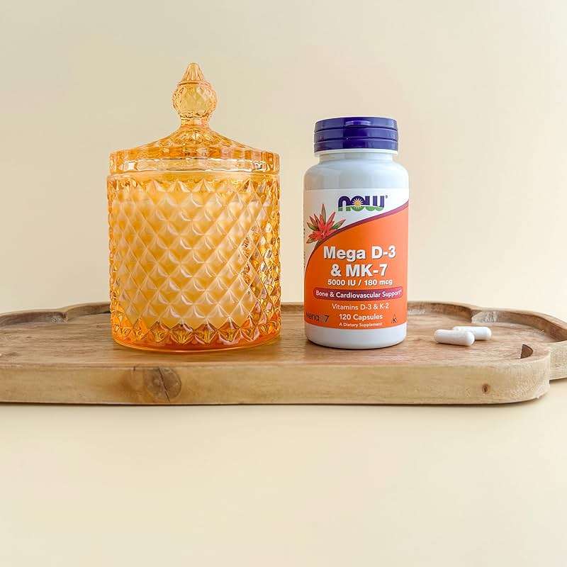 NOW Supplements, Mega D-3 & MK-7, 5000 IU / 180 mcg, Bone & Cardiovascular Support*, Vitamins K-3 & K-2, 120 Capsules - Image 6