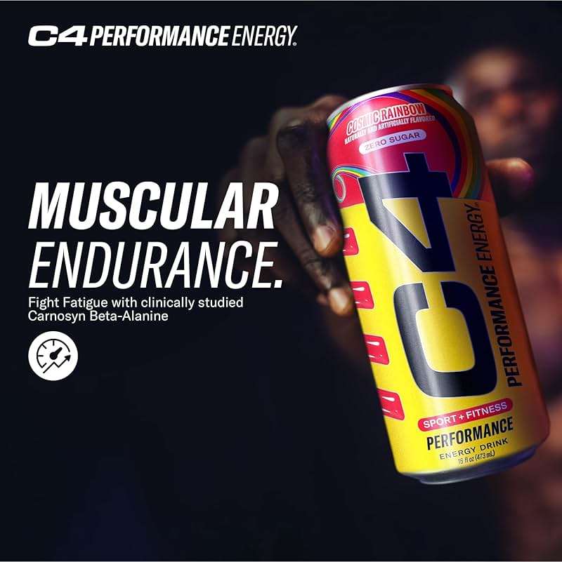 C4 Performance Energy Drink Cosmic Rainbow, Zero Sugar Carbonated Preworkout Energy, 200mg Caffeine with Beta Alanine, 16 Fl Oz (12 Pack), Packaging May Vary - Image 9