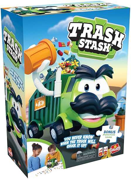 Goliath Trash Stash Game w/ 24pc Puzzle - Fill Trashcan, Watch It Dump Into Garbage Truck Or Truck Chucks It Up - Includes 24-Piece Puzzle - Image 7