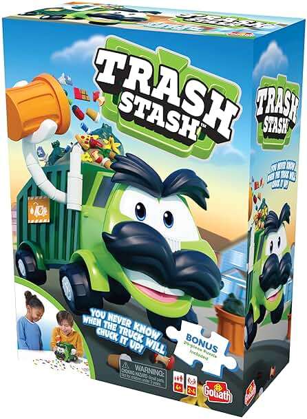 Goliath Trash Stash Game w/ 24pc Puzzle - Fill Trashcan, Watch It Dump Into Garbage Truck Or Truck Chucks It Up - Includes 24-Piece Puzzle - Image 8