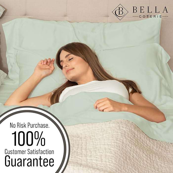 Bella Coterie Luxury Bamboo Viscose Queen Size Sheet Set | 100% Organically Grown | Ultra Soft | Cooling for Hot Sleepers | 18" Deep Pocket [Sea Glass] - Image 5