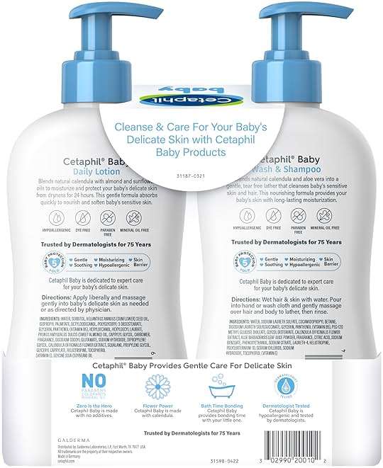 Cetaphil Baby Wash & Shampoo Plus Body Lotion, Healthy Skin Essentials, Head to Toe Hydration for up to 24 Hours, for Delicate, Sensitive Skin, 2-Pack,White - Image 8