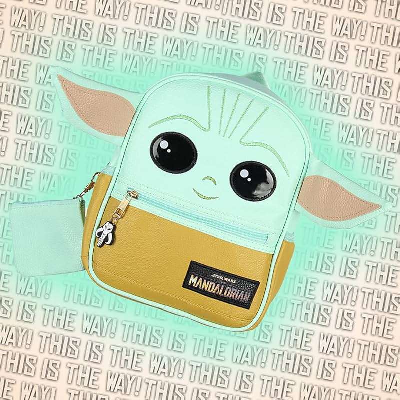 AI ACCESSORY INNOVATIONS Star Wars The Mandalorian Grogu Baby Yoda Mini Backpack 10.5" with Coin Purse - Image 2