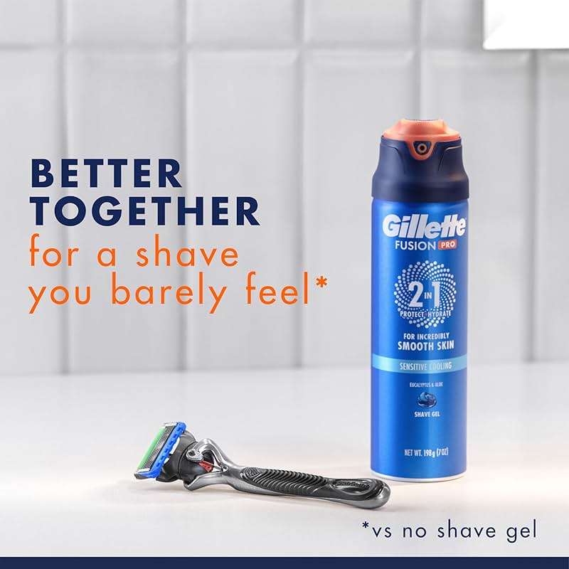Gillette PRO Shaving Gel For Men Cools To Soothe Skin And Hydrates Facial Hair, TWIN PACK - Total 14oz, ProGlide Sensitive 2 in 1 Shave Gel - Image 4