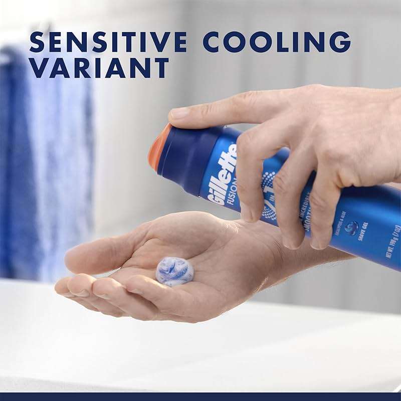 Gillette PRO Shaving Gel For Men Cools To Soothe Skin And Hydrates Facial Hair, TWIN PACK - Total 14oz, ProGlide Sensitive 2 in 1 Shave Gel - Image 7