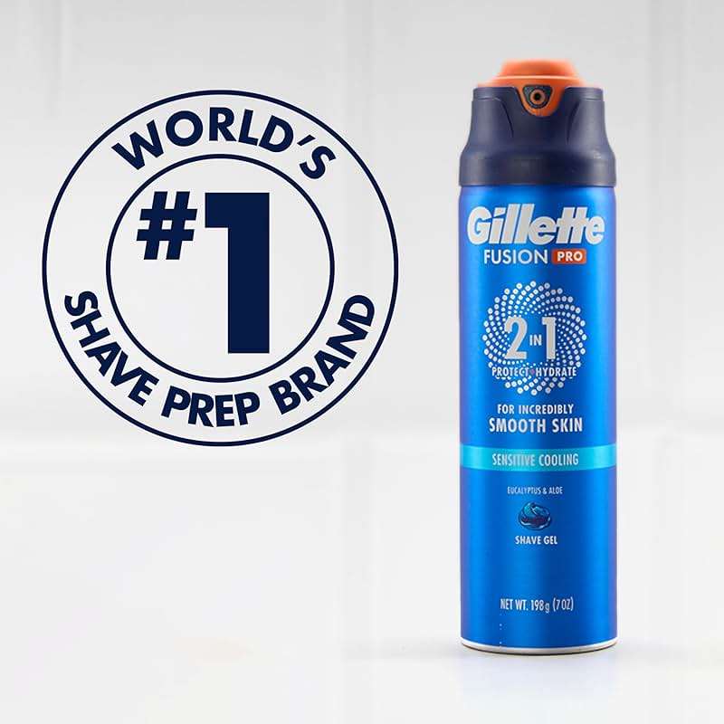 Gillette PRO Shaving Gel For Men Cools To Soothe Skin And Hydrates Facial Hair, TWIN PACK - Total 14oz, ProGlide Sensitive 2 in 1 Shave Gel - Image 8