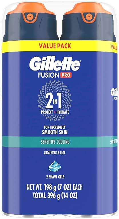Gillette PRO Shaving Gel For Men Cools To Soothe Skin And Hydrates Facial Hair, TWIN PACK - Total 14oz, ProGlide Sensitive 2 in 1 Shave Gel - Image 10