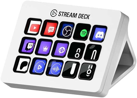 Elgato Stream Deck MK.2 White – Studio Controller, 15 macro keys, trigger actions in apps and software like OBS, Twitch, ​YouTube and more, works with Mac and PC - Image 1