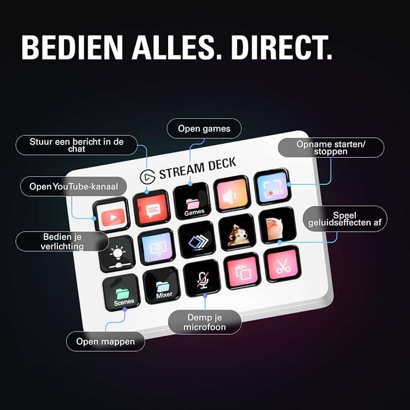 Elgato Stream Deck MK.2 White – Studio Controller, 15 macro keys, trigger actions in apps and software like OBS, Twitch, ​YouTube and more, works with Mac and PC - Image 6