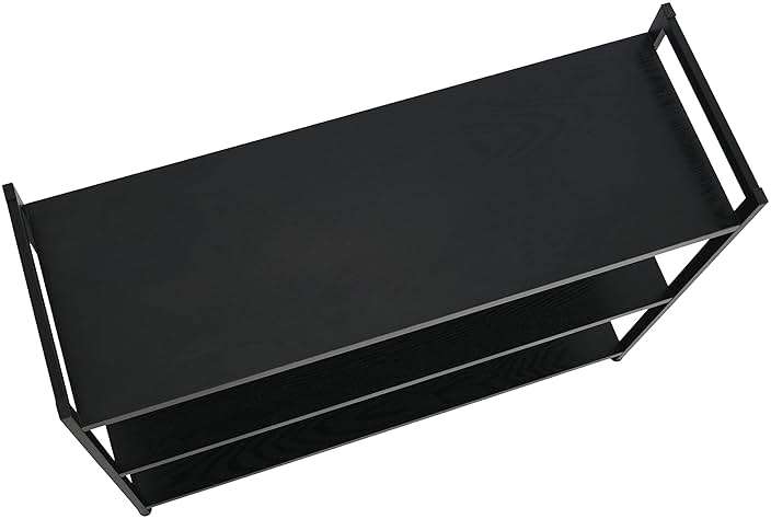 Household Essentials Jamestown Wide 3 Shelf Open Storage Bookshelf Black Oak Wood Grain and Black Metal - Image 6