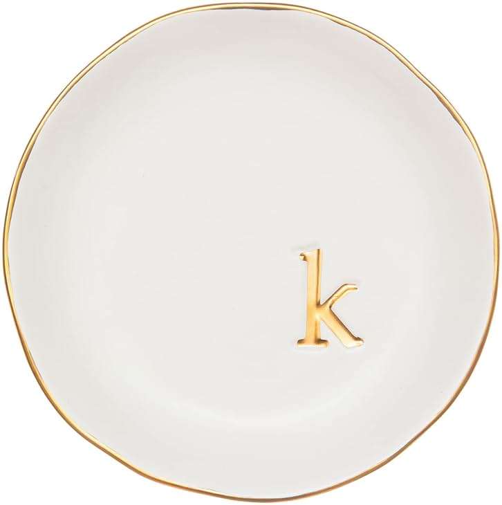 COLLECTIVE HOME - Ceramic Jewelry Tray, Decorative Trinket Dish for Rings Earrings Necklaces Bracelet Watch Keys, Birthday Mother's Day Christmas Gift for Women, 4.75", White Surface (K) - Image 1