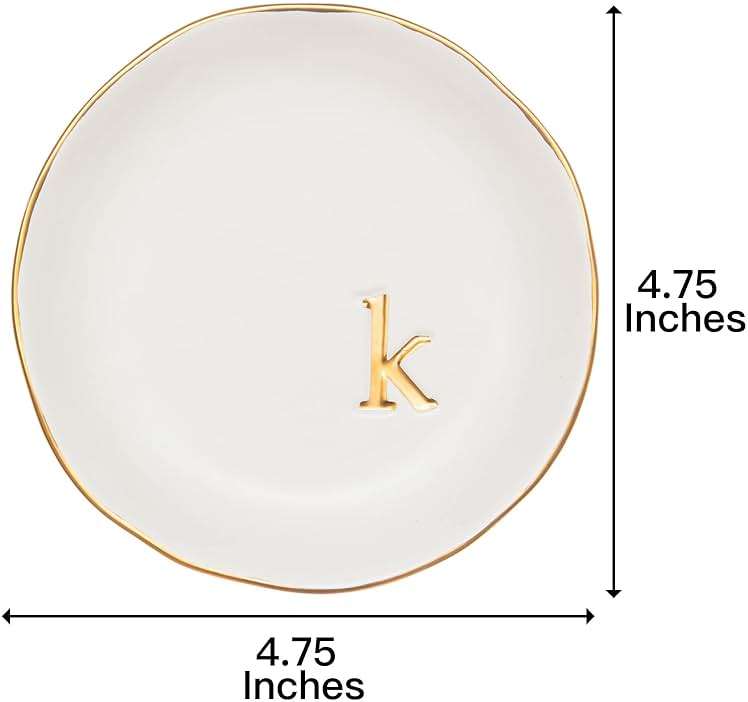 COLLECTIVE HOME - Ceramic Jewelry Tray, Decorative Trinket Dish for Rings Earrings Necklaces Bracelet Watch Keys, Birthday Mother's Day Christmas Gift for Women, 4.75", White Surface (K) - Image 3