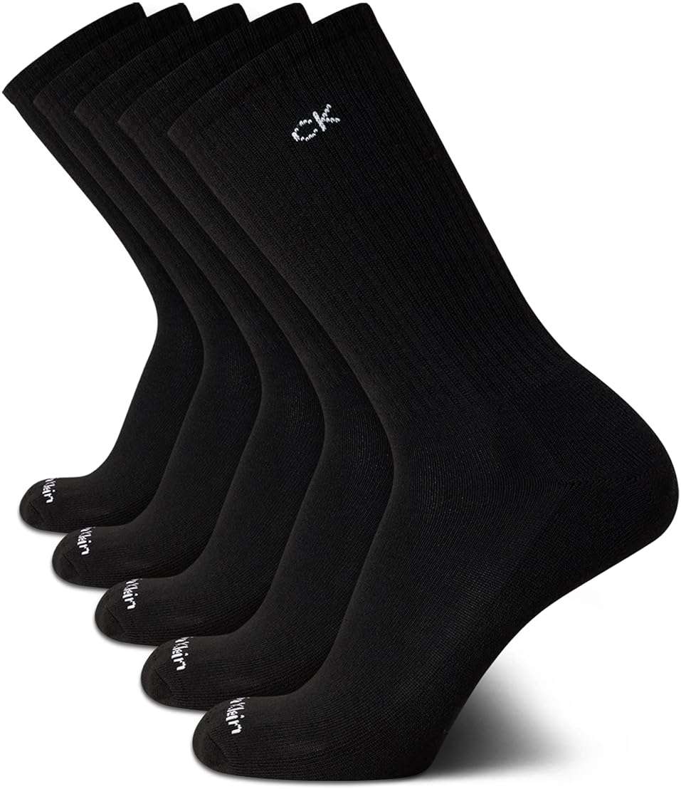 Calvin Klein Mens Crew Socks - 5 Pack Breathable Cushion Crew Athletic Mid-Calf Socks for Men for Running and Workout (7-12) - Image 1