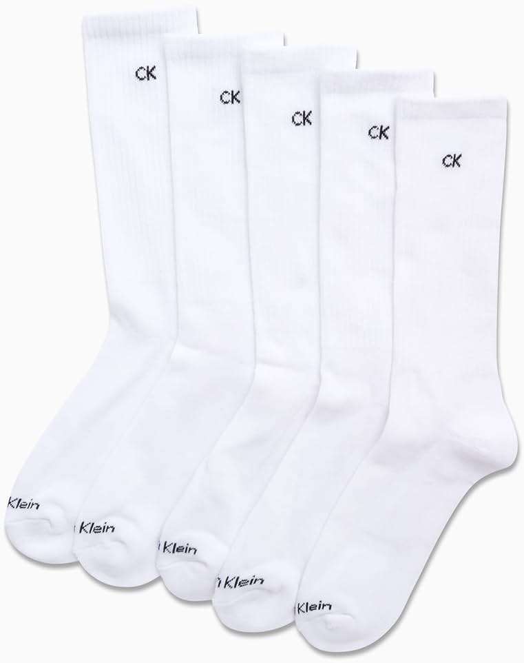 Calvin Klein Mens Crew Socks - 5 Pack Breathable Cushion Crew Athletic Mid-Calf Socks for Men for Running and Workout (7-12) - Image 4
