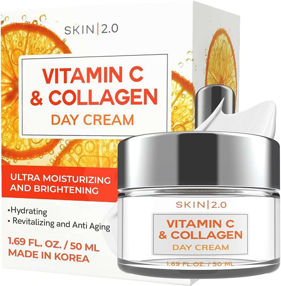 Skin 2.0 Vitamin C & Collagen Face Moisturizer - Dermatologist Tested, Anti-Aging, Skin Tightening - Brightening, Clean Beauty, Cruelty-Free, Korean Skincare for All Skin Types - 1.69 Fl oz - Image 1