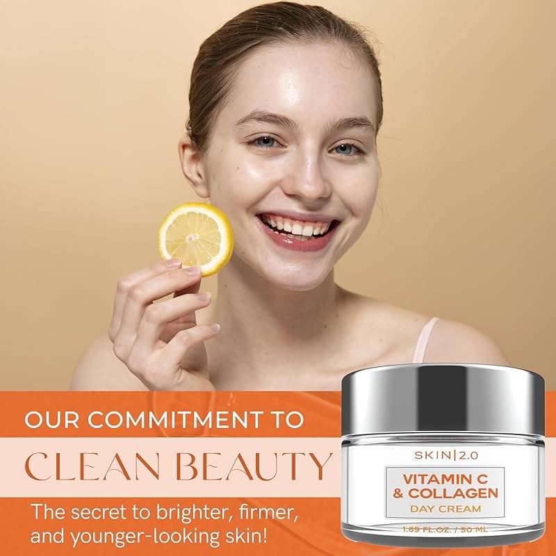 Skin 2.0 Vitamin C & Collagen Face Moisturizer - Dermatologist Tested, Anti-Aging, Skin Tightening - Brightening, Clean Beauty, Cruelty-Free, Korean Skincare for All Skin Types - 1.69 Fl oz - Image 2