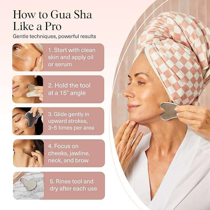 Kitsch Stainless Steel Gua Sha Facial Tools - Guasha Tool for Face, Face Sculpting Tool, Neck Massager, Double Chin Reducer Gua Sha Tools, Lymphatic Drainage Massager, Facial Skin Care - Silver - Image 7