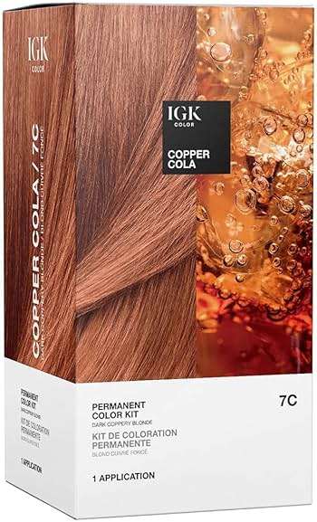 IGK Permanent Hair Dye Color Kit | 7C Copper Cola - Dark Coppery Blonde | 100% Gray Color Coverage + Strengthen + Shine | Ammonia Free - Image 1