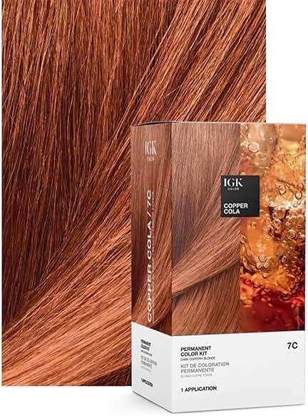 IGK Permanent Hair Dye Color Kit | 7C Copper Cola - Dark Coppery Blonde | 100% Gray Color Coverage + Strengthen + Shine | Ammonia Free - Image 2