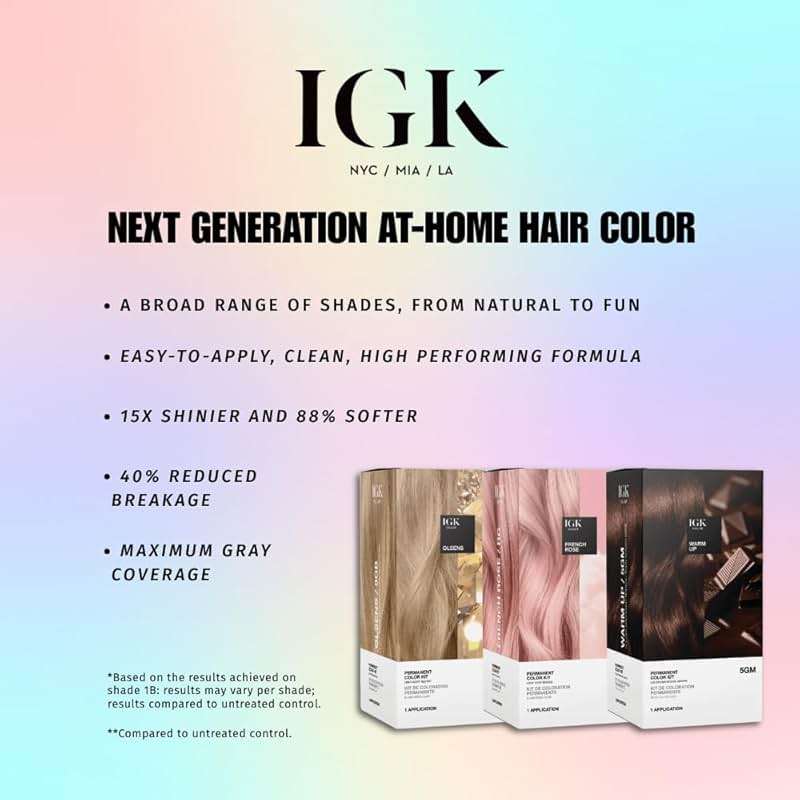 IGK Permanent Hair Dye Color Kit | 7C Copper Cola - Dark Coppery Blonde | 100% Gray Color Coverage + Strengthen + Shine | Ammonia Free - Image 8