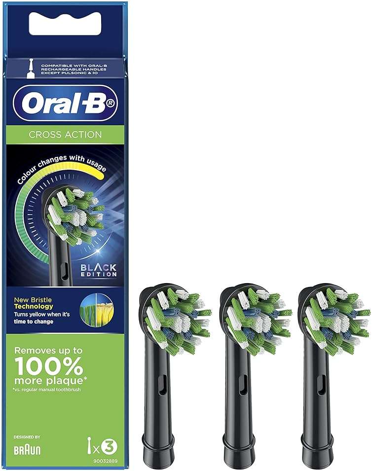 Oral-B Cross Action Electric Toothbrush Replacement Brush Heads, Black, 3 Count (Pack of 1) - Image 3