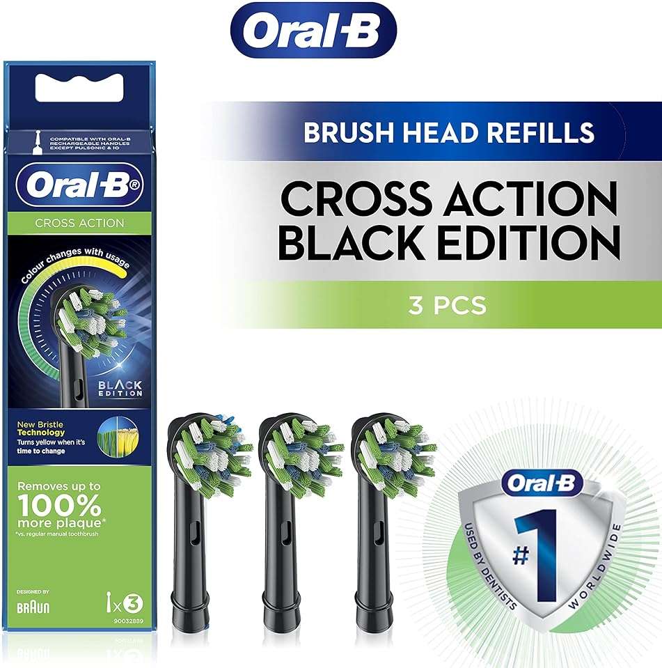 Oral-B Cross Action Electric Toothbrush Replacement Brush Heads, Black, 3 Count (Pack of 1) - Image 10