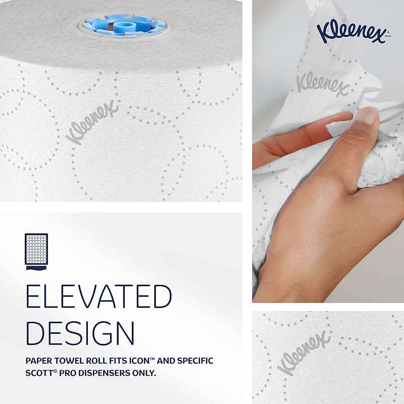 Kleenex Professional Hard Roll Paper Towels, Bulk (54471), Hardwound, Elevated Design, Premium Absorbency Pockets, White, for ScottBrand Blue Core Dispensers (6 Rolls at 500' Each, 3,000'/Case) - Image 3